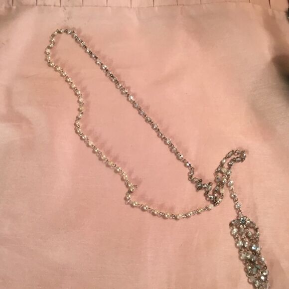 Silvertone Sparkle Necklace With Tassel - Picture 4 of 4